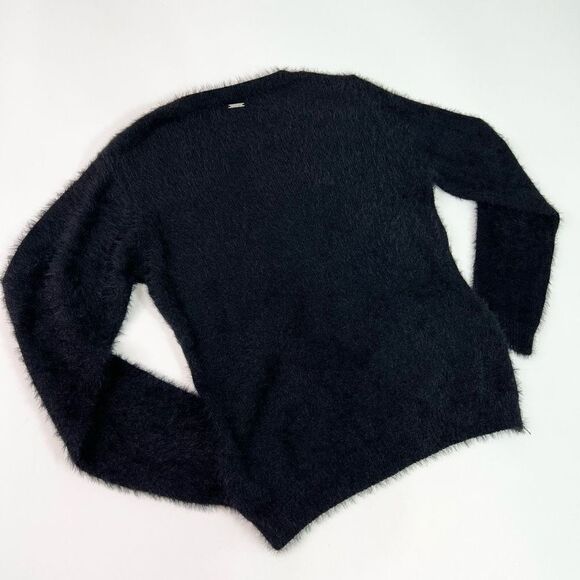 Ochnik Fuzzy Sweater Women's XXL Black Nylon Blend Crew Neck Pullover - Picture 10 of 11